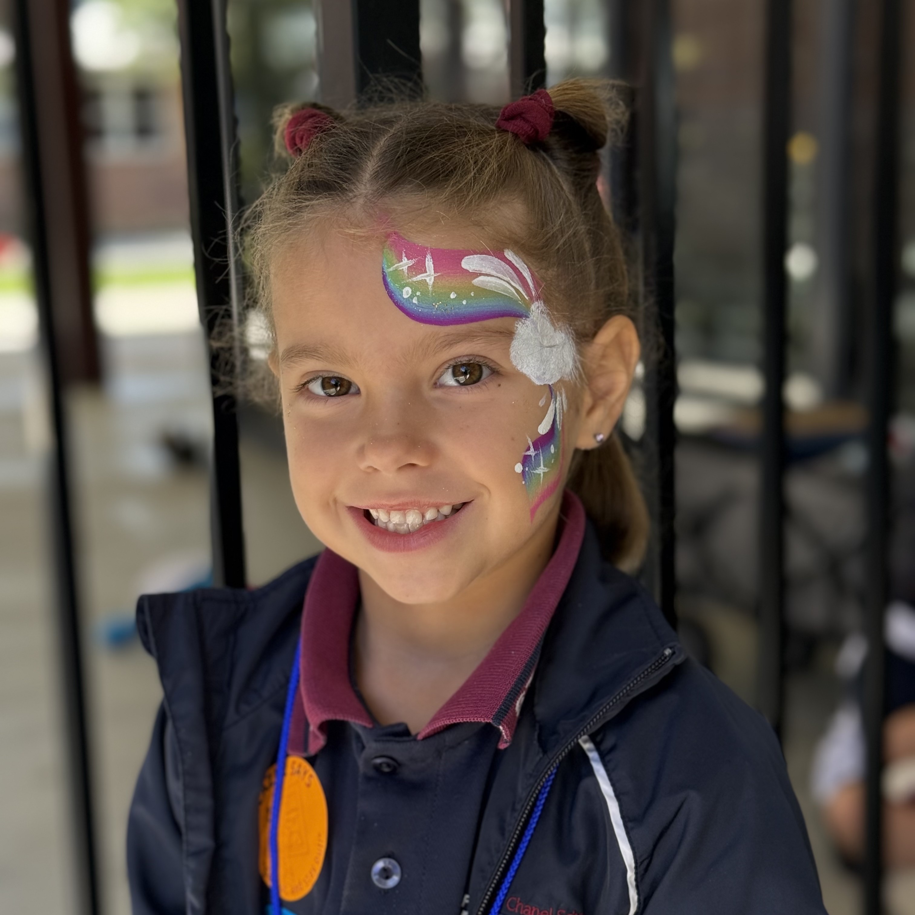 Student with face painted